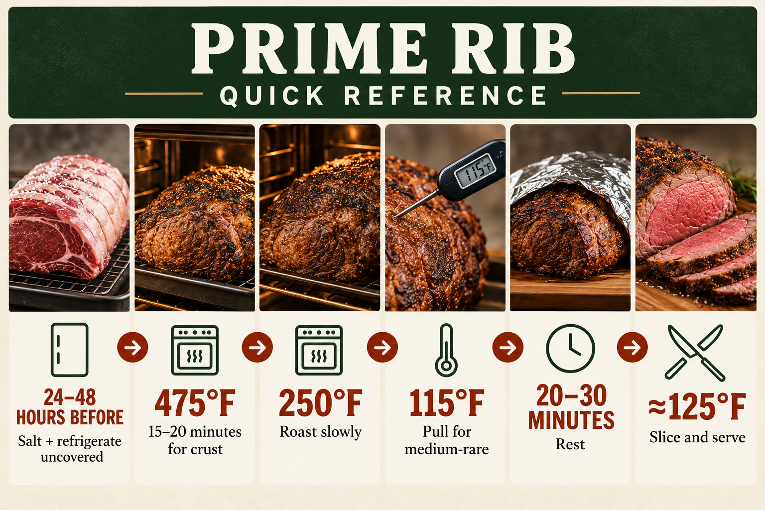 Certified Piedmontese prime rib cooking temperature and resting guide